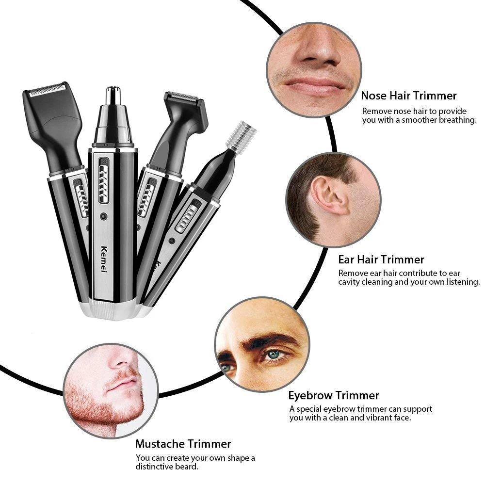 Cortadora de pelo Kemei eléctr - Men'S Grooming Nose Hair Trimmer reseña y precio