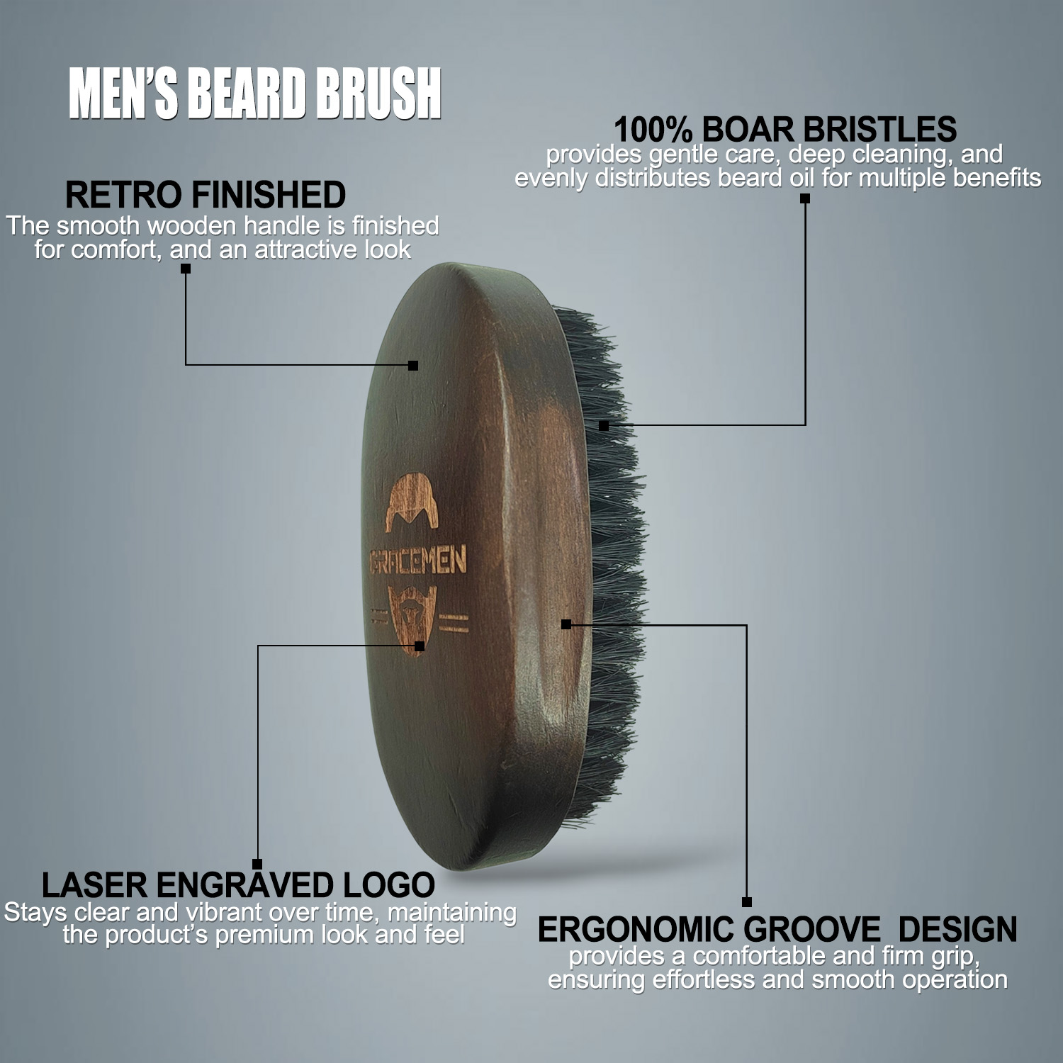 Kit de barba Gracemen: cepillo - Men'S Grooming Bag reseña y precio